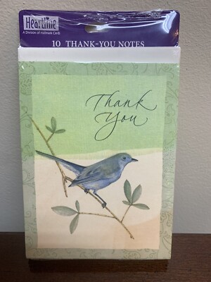 Bluebird Blue Bird On Branch Thank You Notes Note Cards By Hallmark - Set of 10