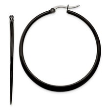 Stainless Steel Black IP plated 43mm Hoop Earrings