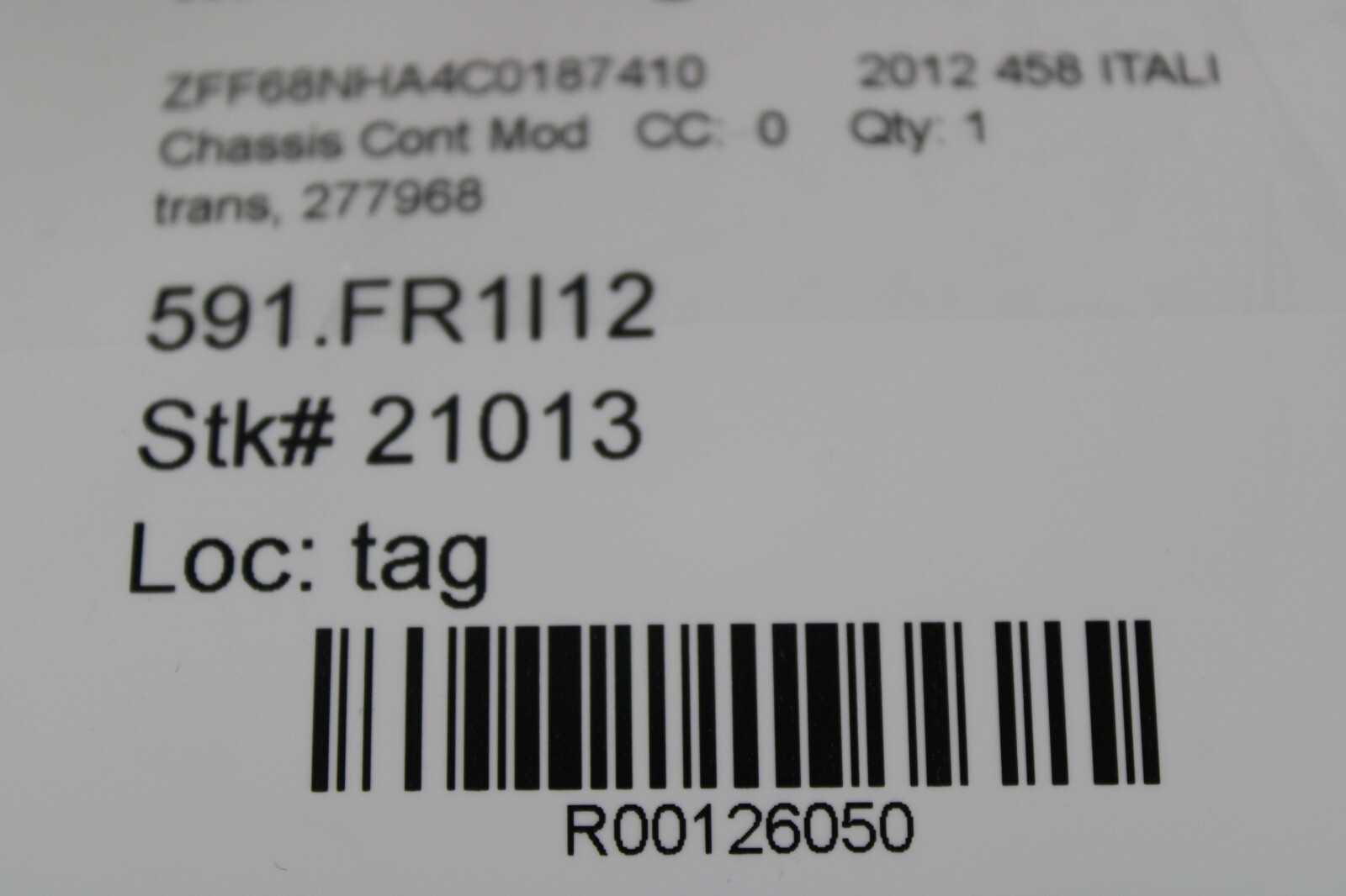 Ferrari 458 Italia, Transmission Control Module, Used, P/N 277968