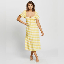 Faithfull the brand check midi dress
