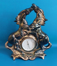 ANNI 60" OROLOGIO TAVOLA SESTO FIORENTINO CAVALLI  IN  CERAMICA A LUSTRO ITALY