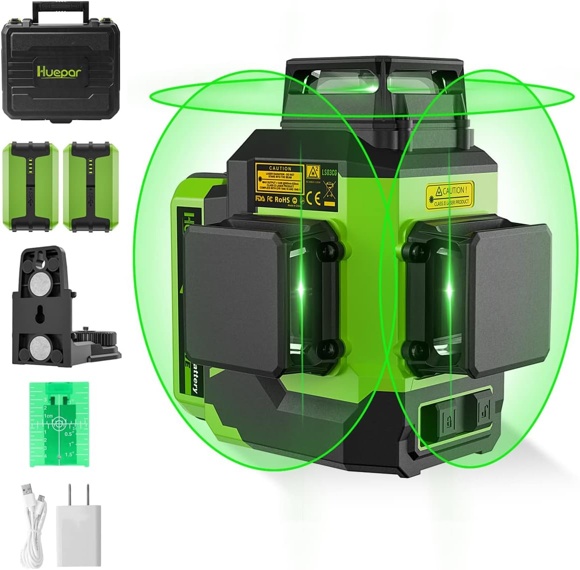Niveau laser vert 3D à 12 lignes avec visibilité maximale à 360 degrés