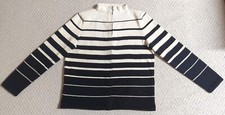 Jones New York Womens Medium Black White 100 Cotton Zip Up Sweatshirt 24
