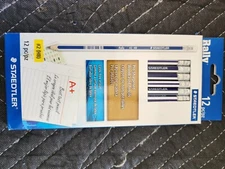 12 Staedler Rally no. 2 HB Writing Pencils White and blue Bodies