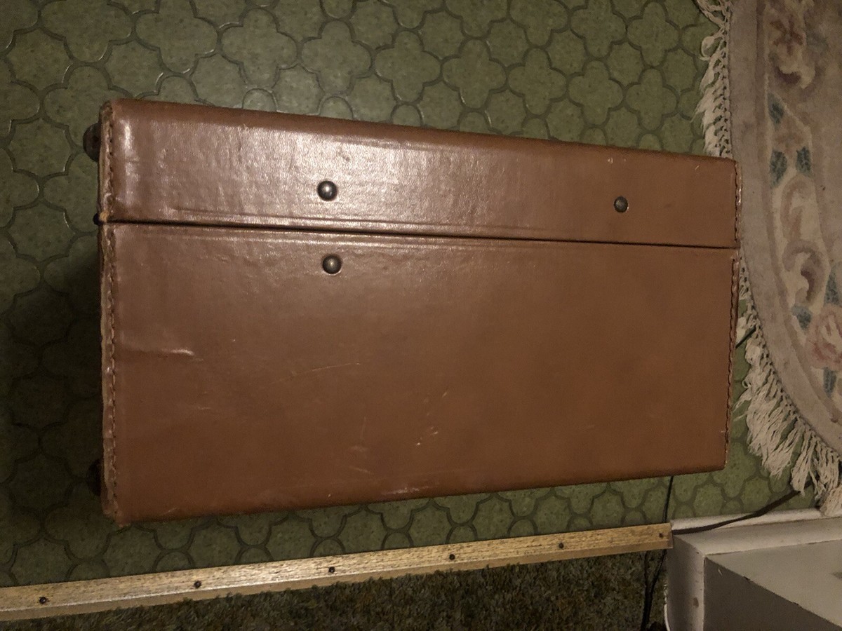 Vintage 1940's Leather Luggage Travel case,filing Cabinet 21