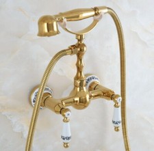 Gold Solid Brass Bathroom Faucet Bath Hand Spray Shower Mixer Water Tap 2na839