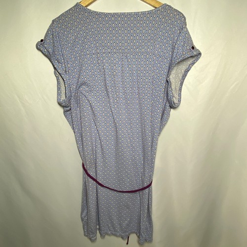 Calida Nightgown Short Cap Sleeve Belted Blue Wine Cotton/Modal Knee Length Sz L - Picture 7 of 13