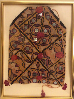 Antique Framed Kutch Rabari Textile Hand Made Embroidered Mirrors DOWRY BAG Old