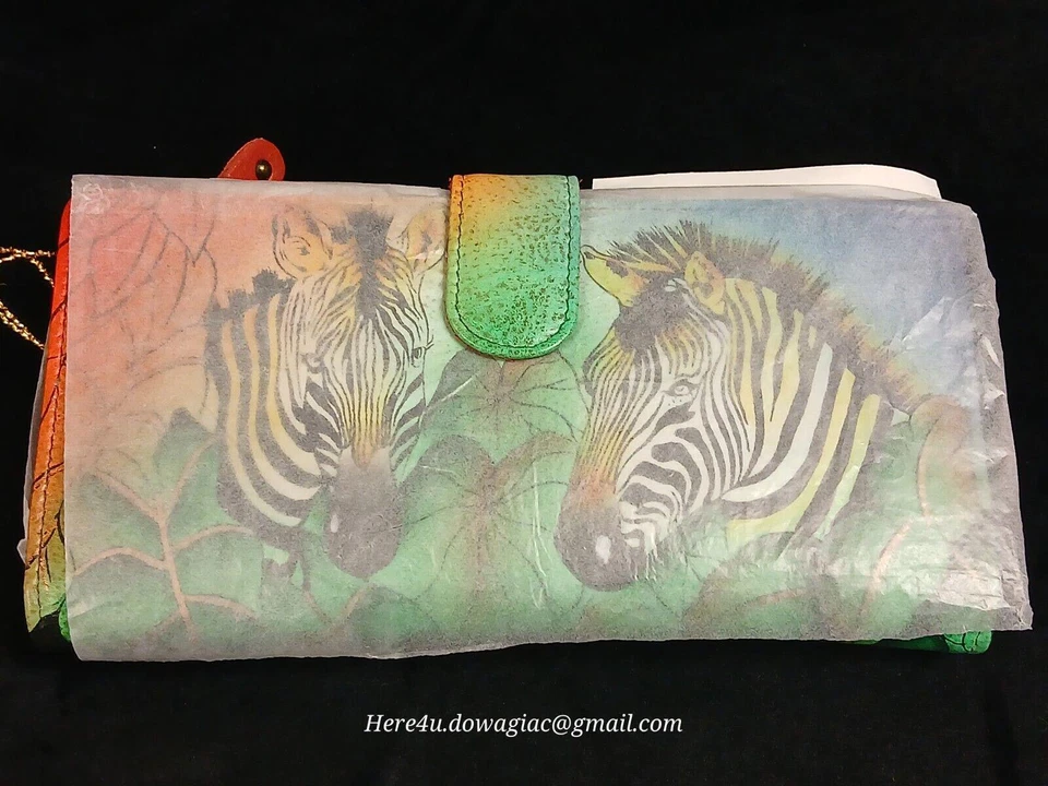 NUEVA CARTERA ORGANIZADORA BANDOLERA ANUSCHKA CEBRA SUNSET CUERO PINTADO A MANO  Foto 3 de 4