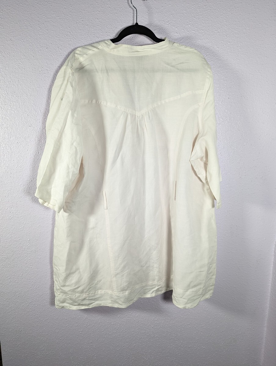 Ashley Stewart Womens Linen & Rayon Shirt Dress White 22 | eBay