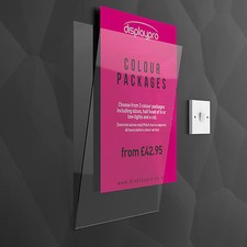 Borderless Clear Acrylic Wall Poster Displays Menu Holder Leaflet Shop Sign