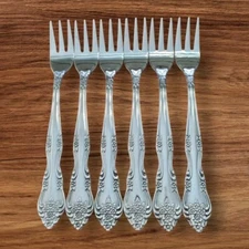 Rogers Dream Rose Cocktail Forks Stainless Flatware Korea Set of 6 Sliverware