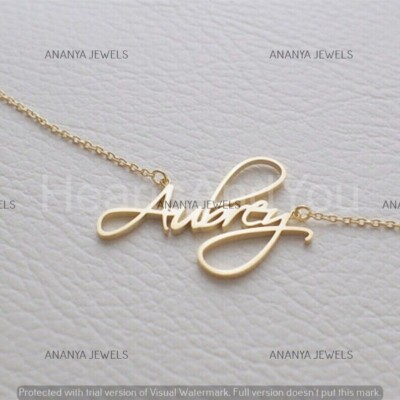 14K Yellow Gold Plated Customizable Name Charm Pendant 18
