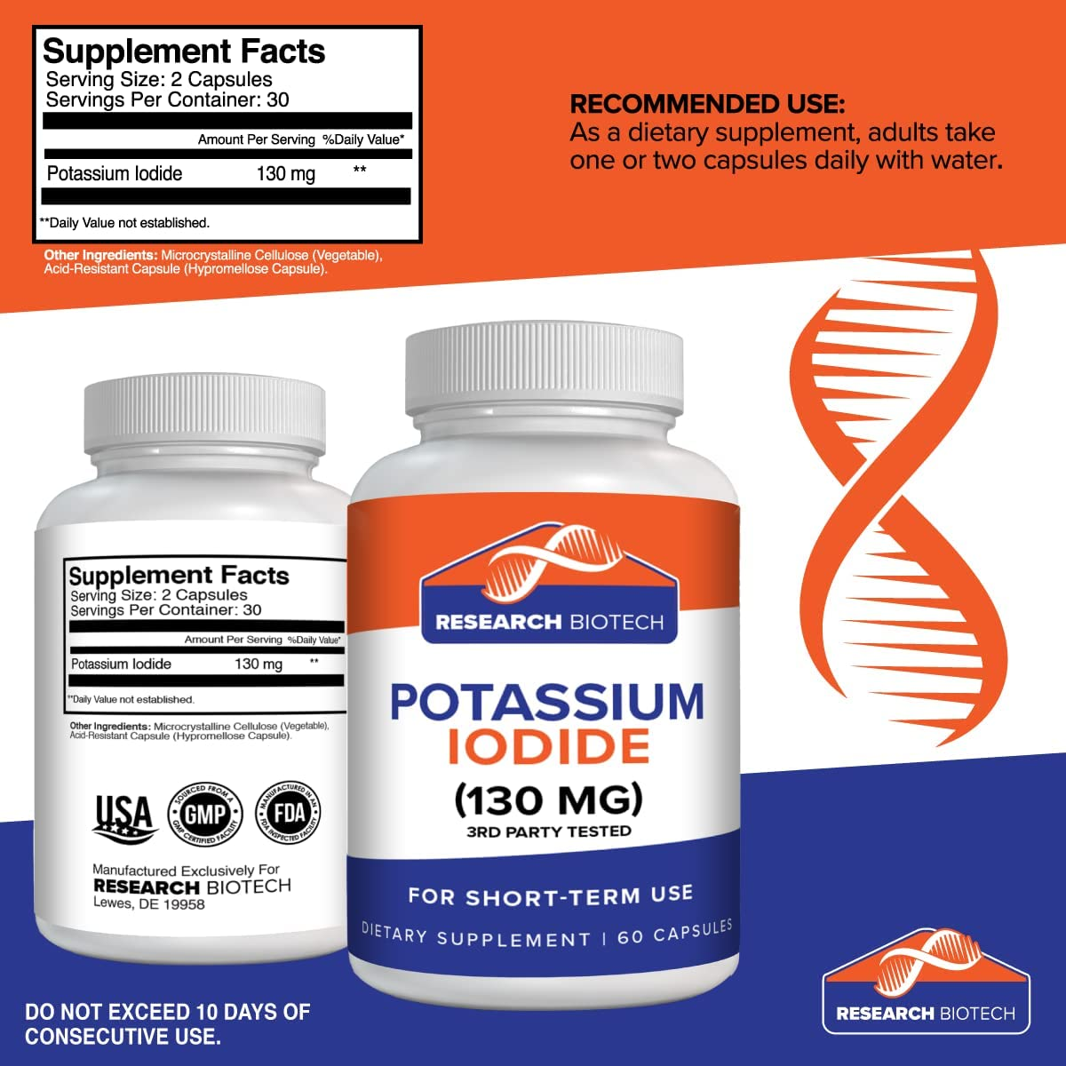 Potassium + Iodide Pills Tablets 130 Mg 120 Supplement Best Potasium
