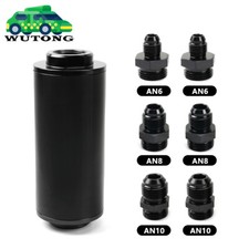 Universal 100 Micron Racing In-line Fuel Filter With An 6 8 10 Fittings Adapter