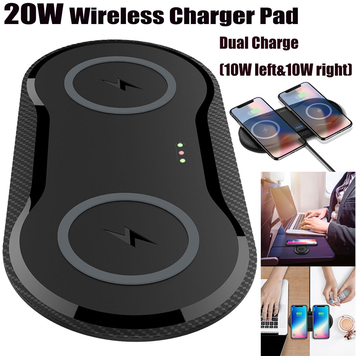 Wireless Charger Dual Fast Charging Pad For Apple iPhone X/XR/XS Max SE 3rd/2nd-image