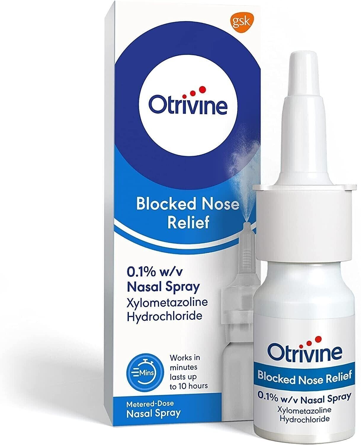 5x Otrivine Adult Metered Dose Nasal Spray Blocked Nose Relief Lasts