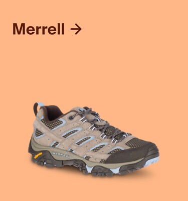 One brown Merrell hiking shoe