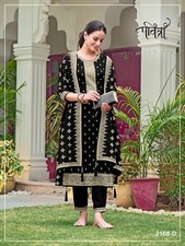 Black Faux Georgette Salwar Kameez Pakisatni Bollywood Indian Ethnic Salwar Suit