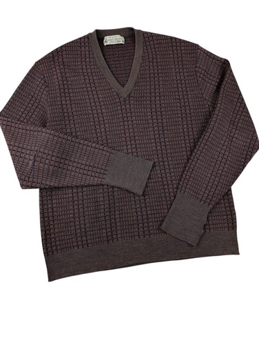 John Smedley, Vintage John Smedley Jumper Mens XL 100% Wool Made In England V Neck 70s 80s