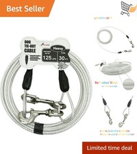 30ft Heavy Duty Reflective Tie-Out Cable for Large Dogs Up to 125 lbs