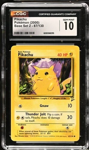 Pikachu 87/130 - Pokémon Base Set 2 CGC 10 Gem Mint
