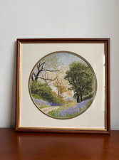 Framed Bluebell Lane Circle Cross Stitch Spring Cottagecore J. Clayton Heritage