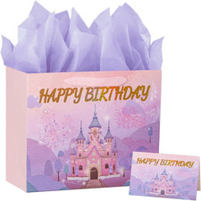 13 Large Happy Birthday Gift Bag with Tissue Paper, Greeting Card and Ribbon Ha