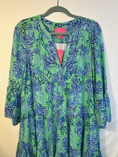 NWT Dress Sz 10 Lily Pulitzer Gabriel Dress Cabana Green Blue Keepin Real Knee