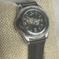 VCU Sun Time Collegiate Collection Womens Watch Black Leather Strap Date Feature
