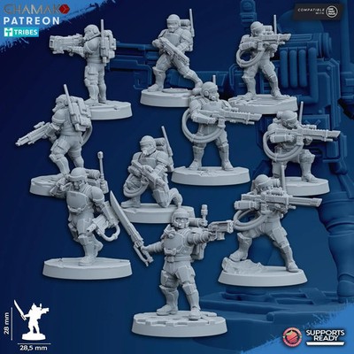 Freedom Guard Grenadiere - Imperial Grimdark Guard Proxy 3D Printed Miniature