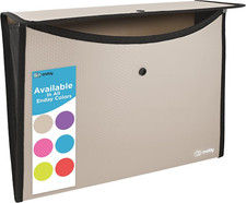 Square Flap Document Holder Grey, Expanding File Folder, A4 Letter Size Reusable