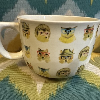 Ciroa Hedgehog Owl Dog Fox In Eyeglasses Coffee Tea Mug Cup Porcelain 26 Oz