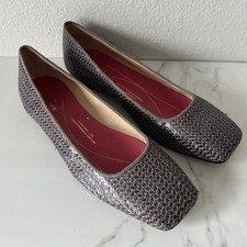 KATE SPADE Ballet Flats Sequin Neiman Marcus 100 Anniv Ital Size 9 Grey Metallic