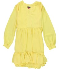 Vince Camuto Womens Tiered Solid Baby Doll Dress, yellow, M