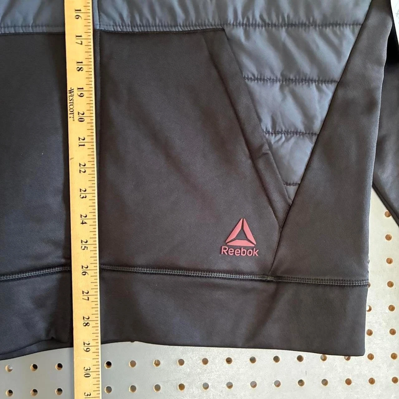 Reebok Mens Hybrid Puffer Jacket Hooded Zip Up Ebony Black REM214JK01021 Size L - product detail image 6