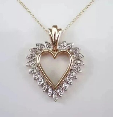 1.50Ct Round Cut Simulated Diamond Women Heart Pendant 14K Two Tone Gold Plated