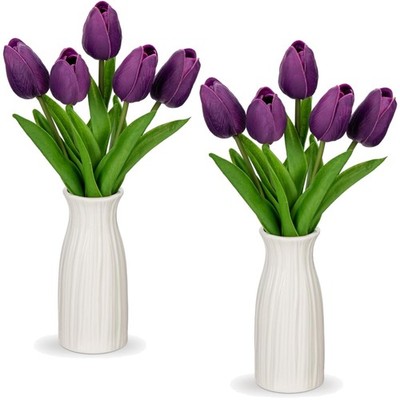 Kunstblumen Tulpen Künstliche Blumen Deko Violet Wasserabweisend