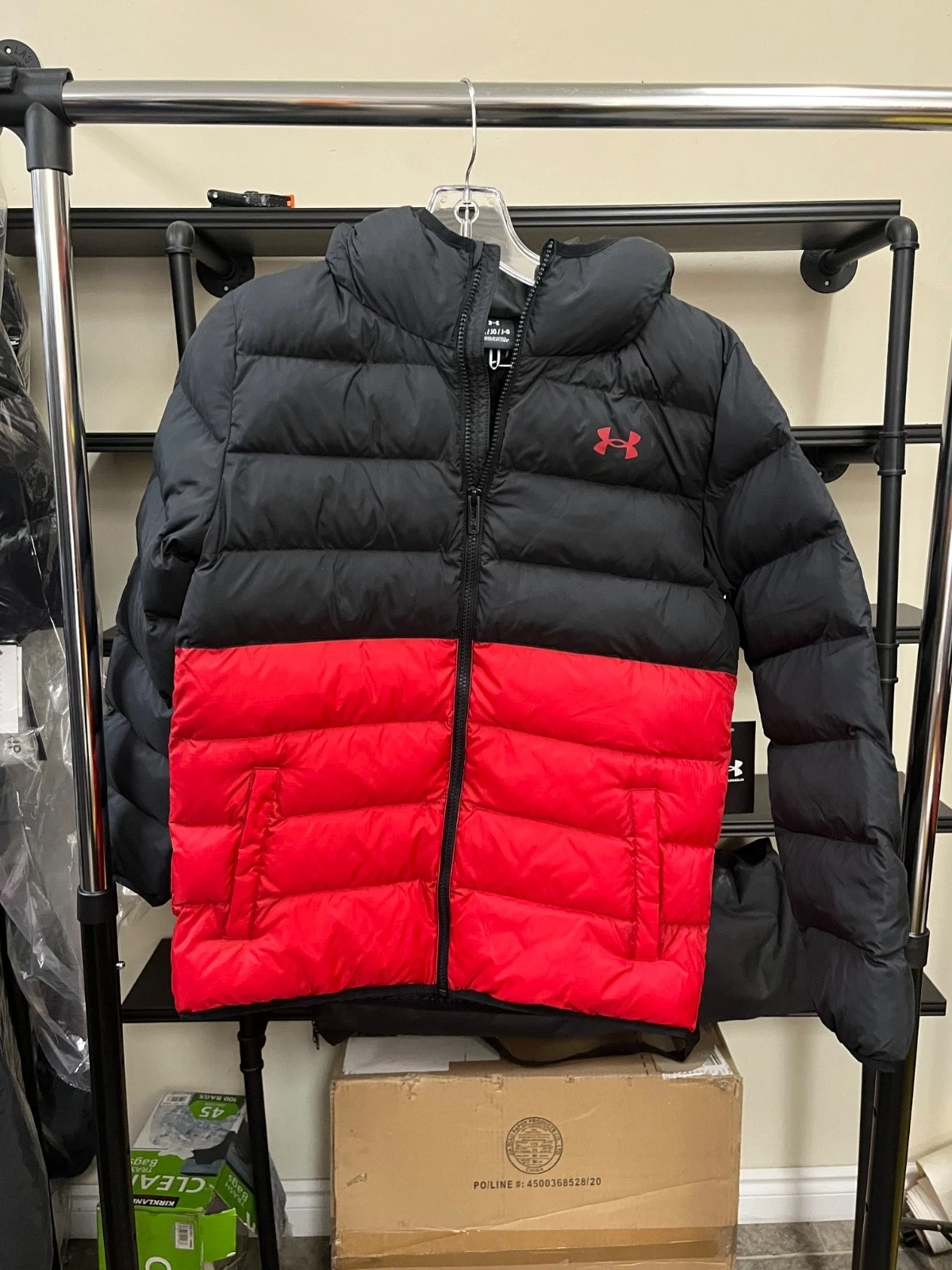 Under Armour Puffer Jacket - Youth Boys - Red/Black - Size YL Large NWT