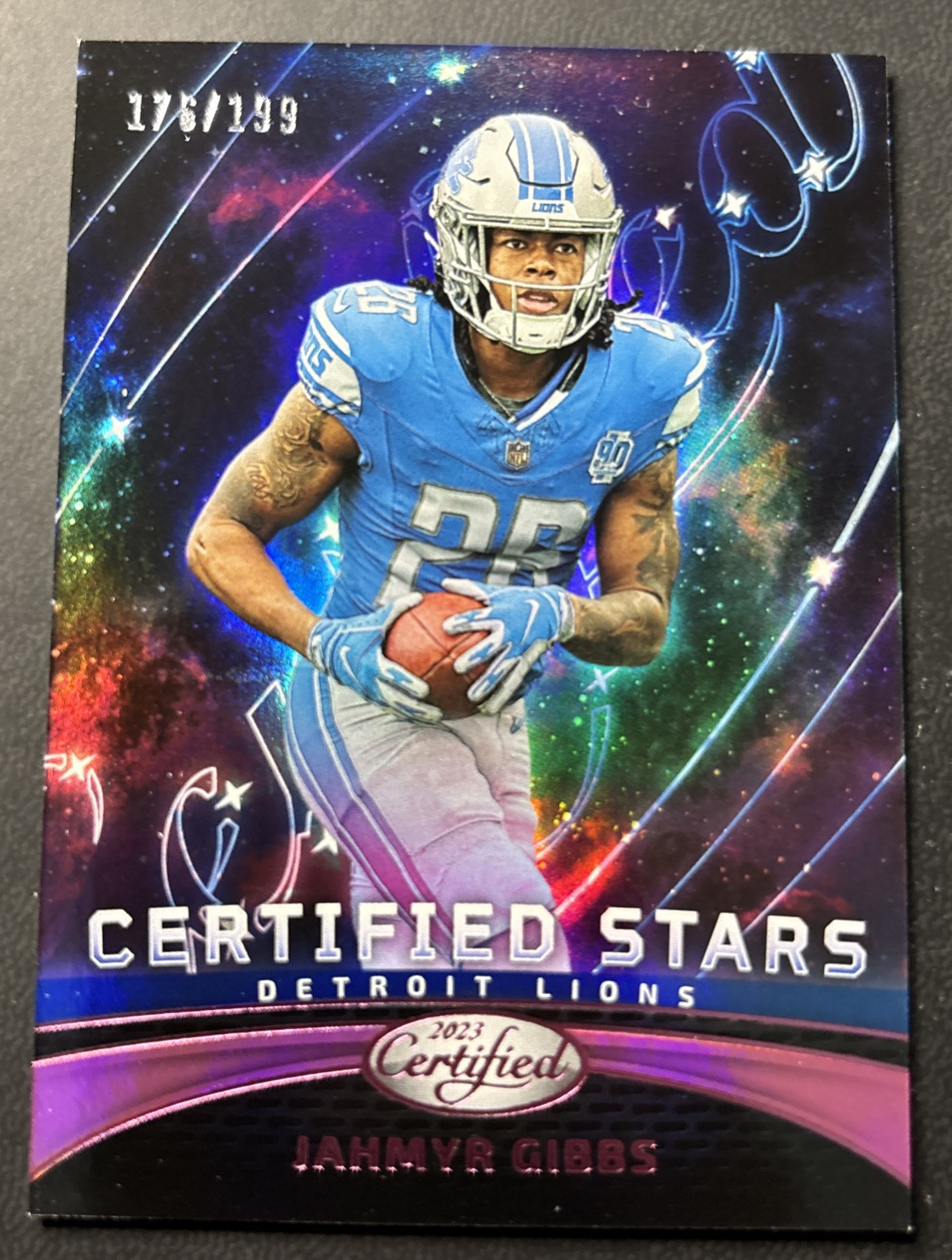 2023 Panini Certified Pink Certified Stars #16 Jahmyr Gibbs Detroit Lions /199