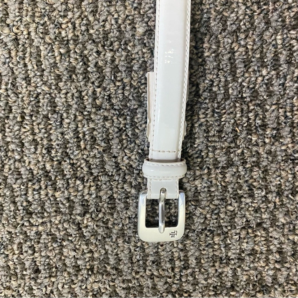 Lauren Ralph Lauren Women’s White patent genuine Leather Belt XL wardrobe staple - Image 3 of 4
