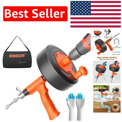 #ad #ad 25ft Flexible Steel Drain Auger with Drill Adapter – Unclog Drains Effortlessly $69.99