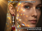 ROBERTO COIN Diamond Earrings 18K Gold 92.28ct Garnet Pearl Carnelian Earrings — photo 3