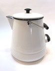 Excellent Vintage 1950's White w Black Enamelware Cowboy Camp Farm Coffee Pot — photo 1