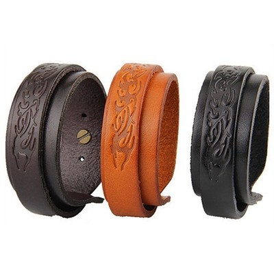 Lederarmband Armreif mehrlagig mit geprägtem Muster