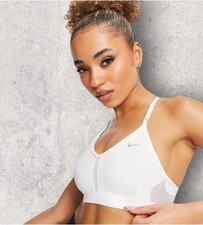 Nike Indy Women's XL Light-Support Padded V-Neck Sports Bra White
