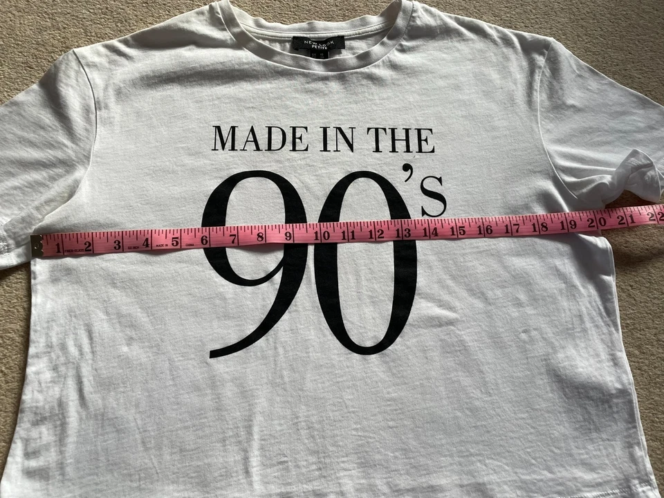 White T-Shirt with "Made in The 90's Detail New Look Petite Chest 34"-36" - Image 4 of 4