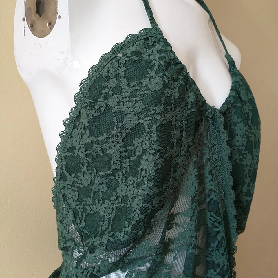 Top Cami Butterfly Fly Away L Kelly Verde Encaje Transparente Halter Abierto Y2K Halter  Foto 4 de 4
