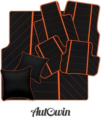 Black Leather Floor Mats for Rolls Royce Ghost Series II (2021 2024) | Orange Tr