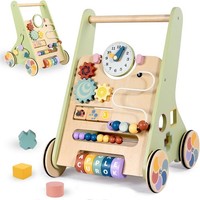 LOL-FUN Wooden Baby Walker for Toddlers 6-12 Months, 10in1 Push Along Walker Toy